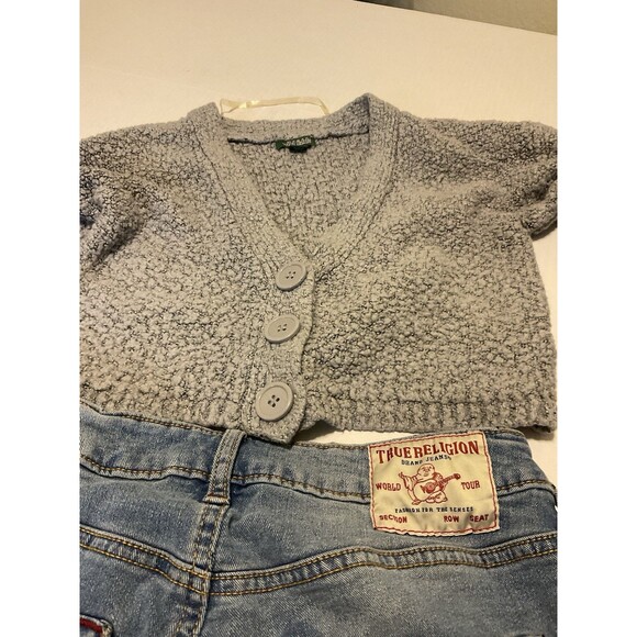 True Religion Jeans size 27 Mid rise Super Skinny Blue Wash Plus Top Gray Xs - Picture 2 of 11